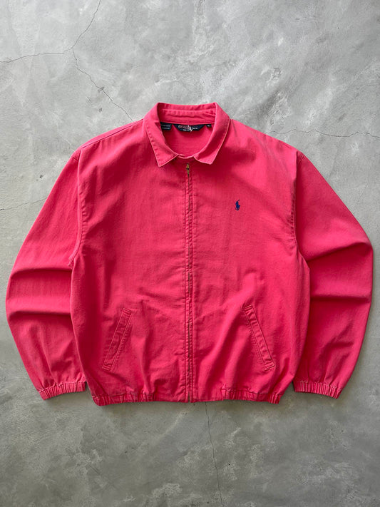 Sun Faded Red/Salmon Polo Ralph Lauren Zip-Up Jacket - 90s - L
