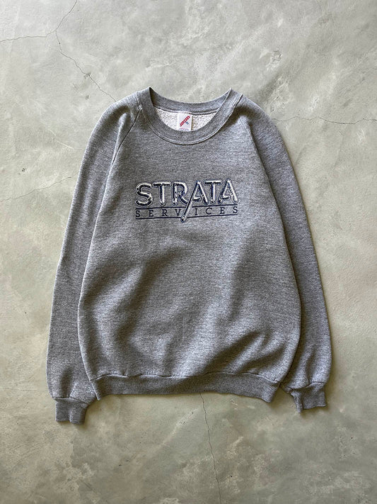 Grey Metallic Strata Services Sweatshirt - 90s - XL