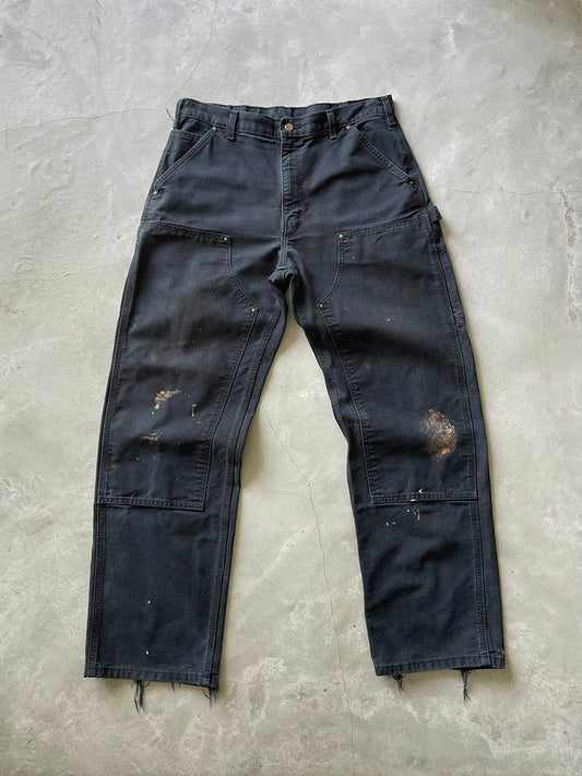 Black Bleach Stained Carhartt Double Knees - 00s - 35"