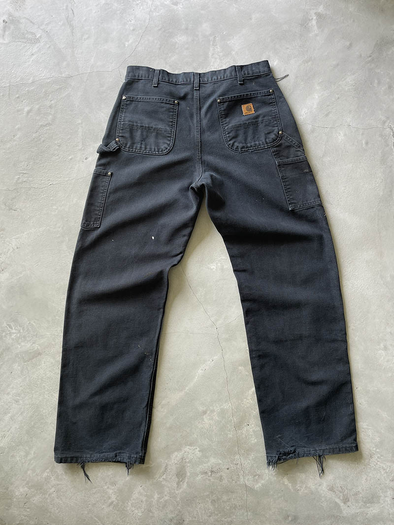 Black Bleach Stained Carhartt Double Knees - 00s - 35"