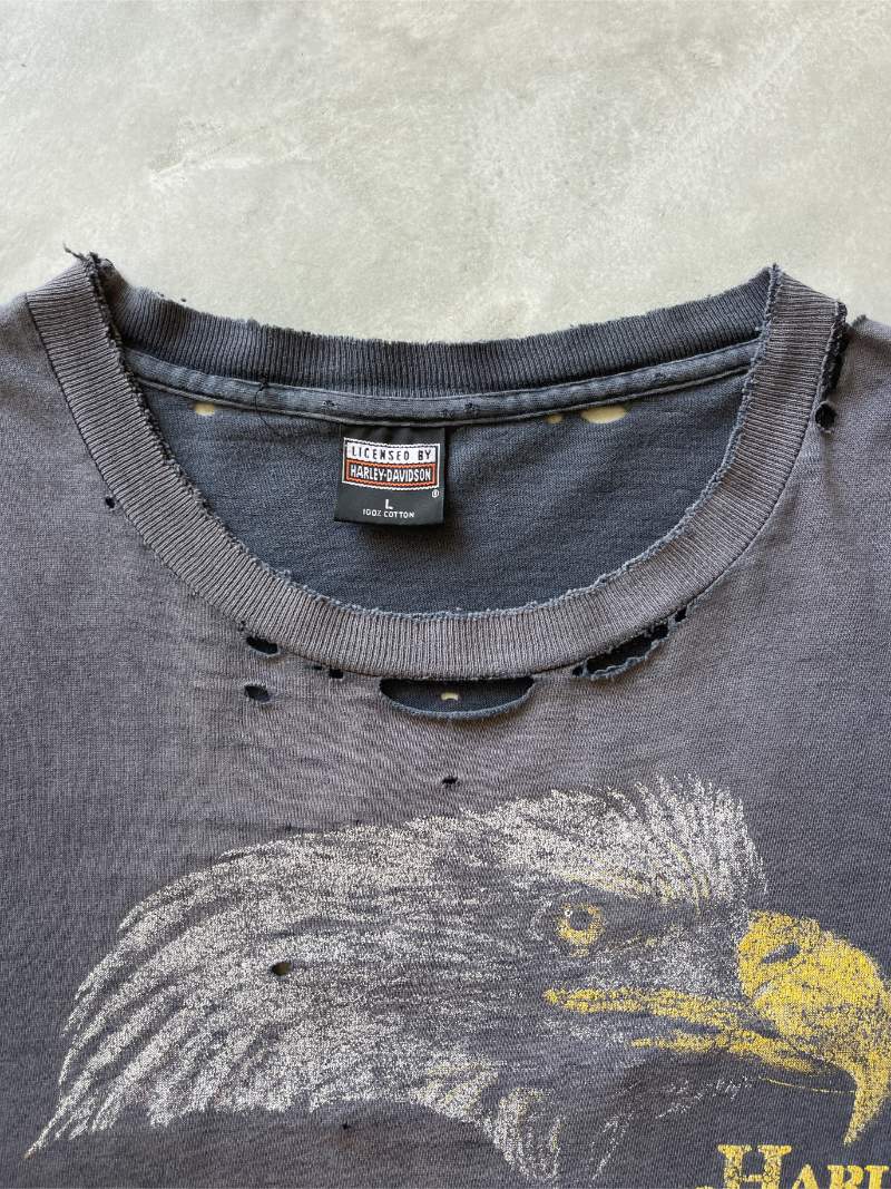 Thrashed/Sun Faded Black Harley Davidson T-Shirt - 90s - L/XL