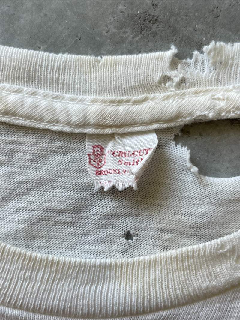 White Thrashed City College of New York T-Shirt - 50s/60s - S/M