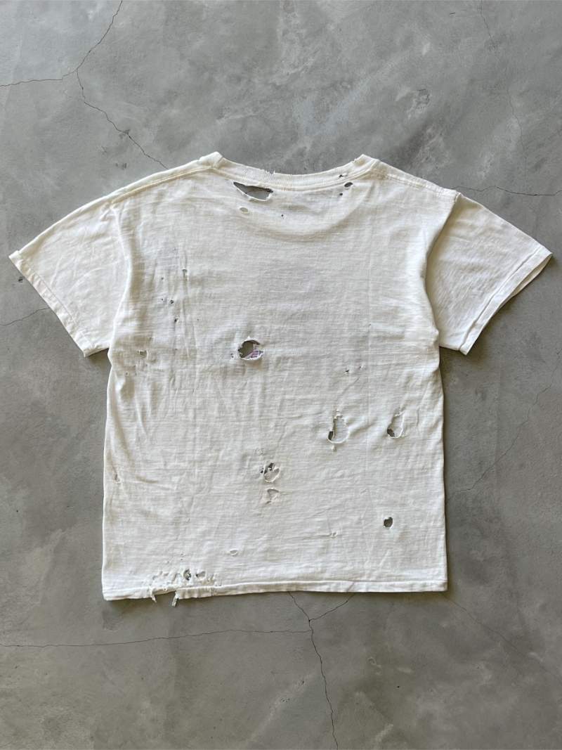 White Thrashed City College of New York T-Shirt - 50s/60s - S/M