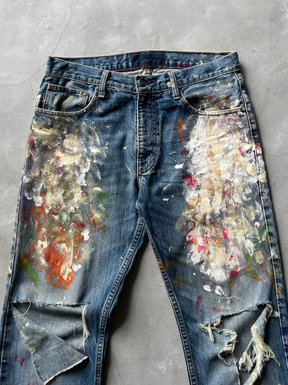 Extremely Painted Boot Cut Denim Pants - 00s - 34"