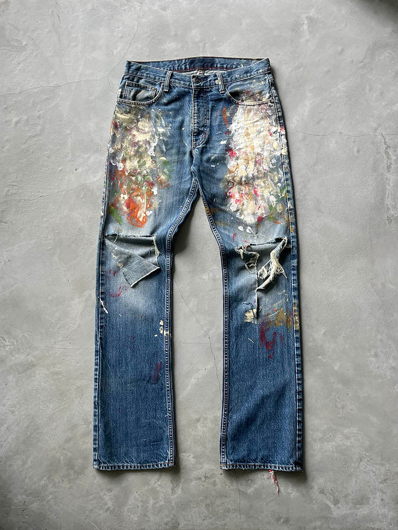 Extremely Painted Boot Cut Denim Pants - 00s - 34"