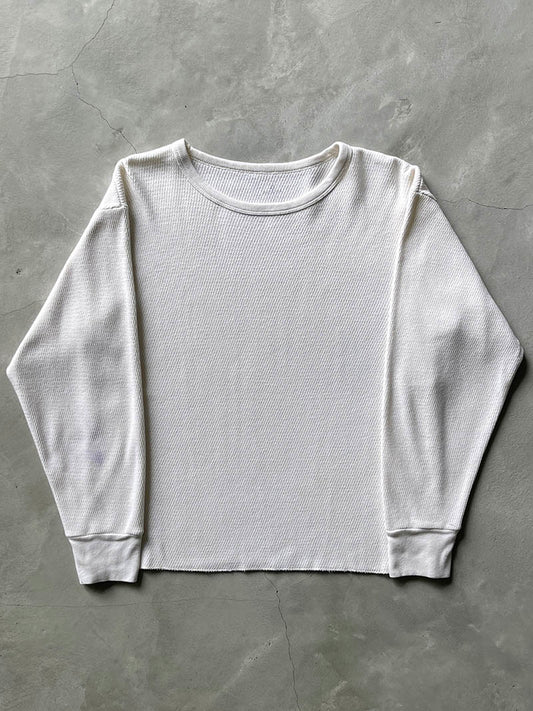 White Long Sleeve Thermal Shirt - 00s - M/L