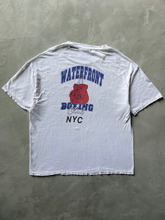 White Distressed NYC Waterfront Boxing T-Shirt - 00s - XL