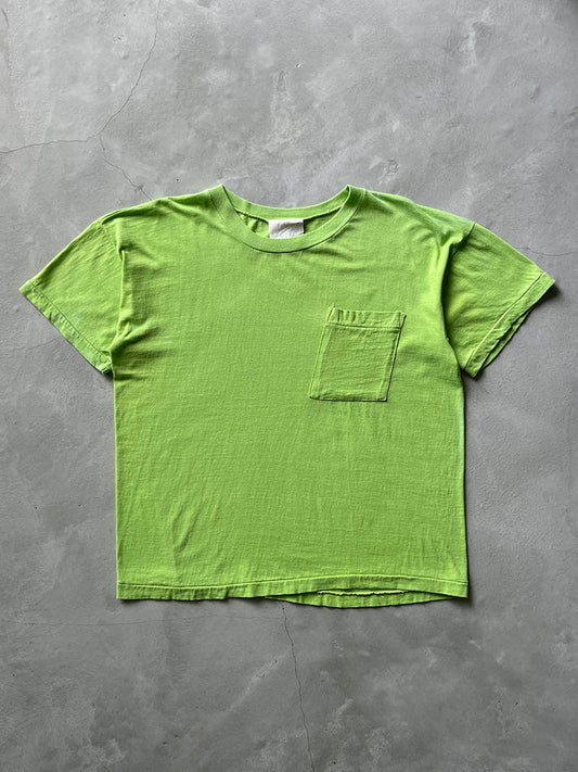 Neon Green Cropped/Boxy Blank T-Shirt - 90s - M