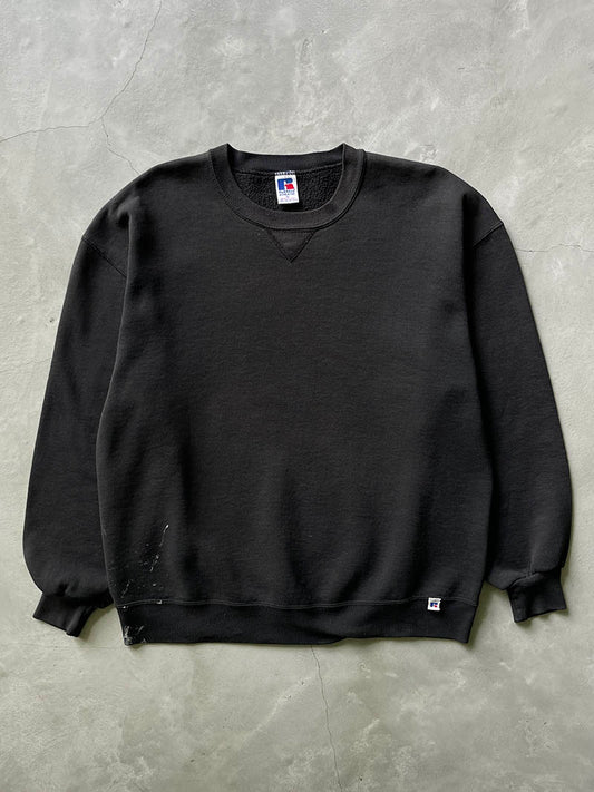 Sun Faded Black/Paint Splattered Black Russell Athletic Sweatshirt - 90s - XL