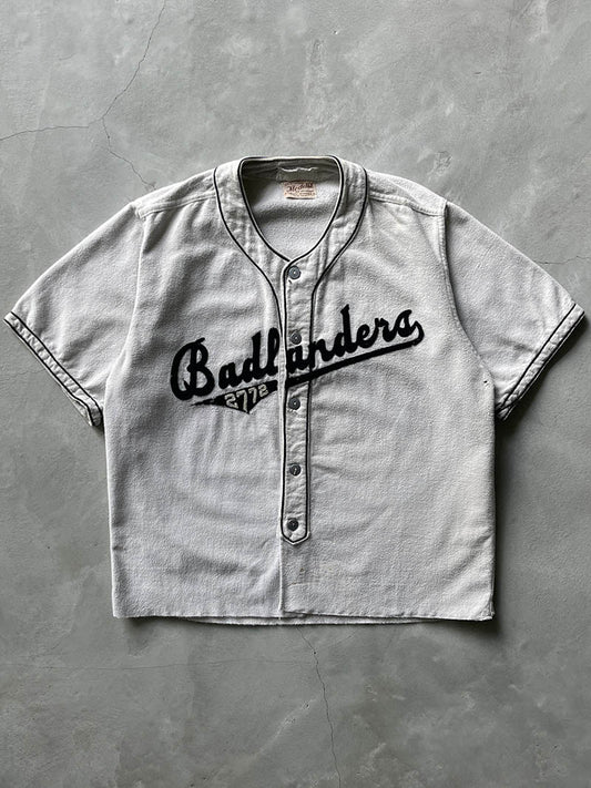 Grey/Black Badlanders Cropped Baseball Button Down Shirt - 50s - M/L
