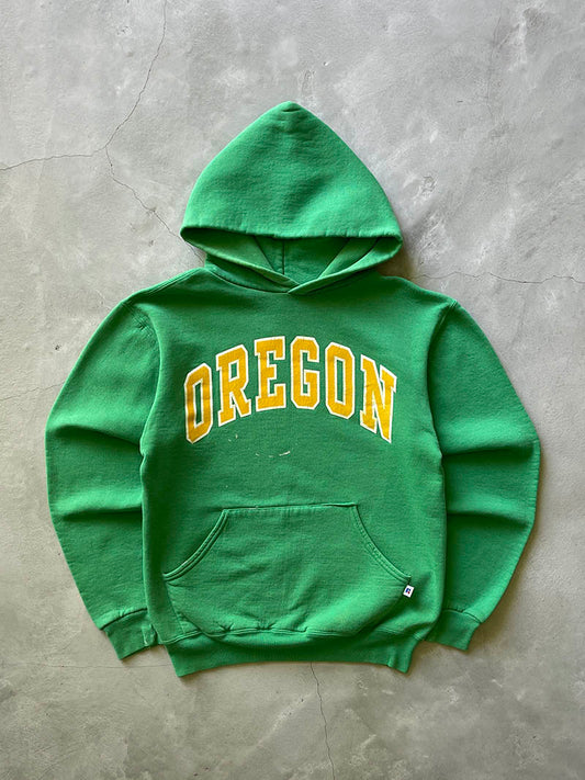 Green Paint Splattered Oregon Russell Athletic Hoodie - 00s - S