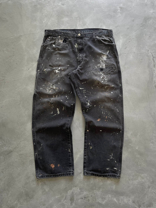 Sun Faded/Paint Splattered/Repaired Black Dickies Carpenter Pants - 00s - 38"