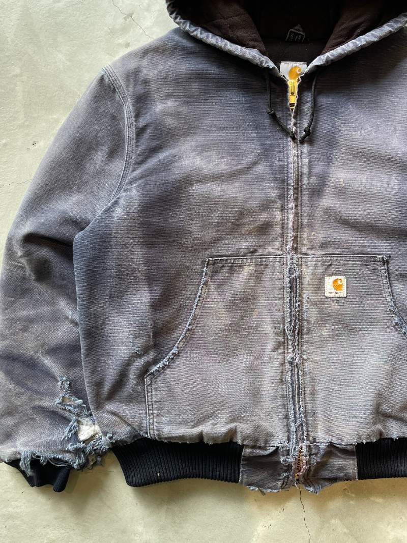 Sun Faded Blueberry Carhartt Hooded Jacket - 00s - L