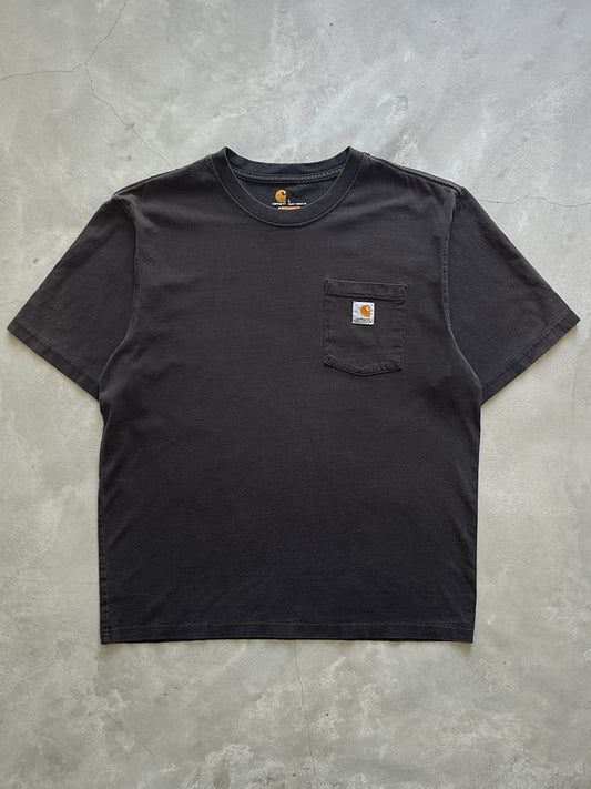 Sun Faded Black Carhartt Pocket T-Shirt - 00s - L
