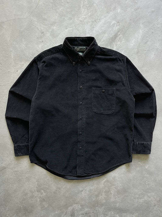 Sun Faded Black Corduroy Button Down Shirt - 90s - M