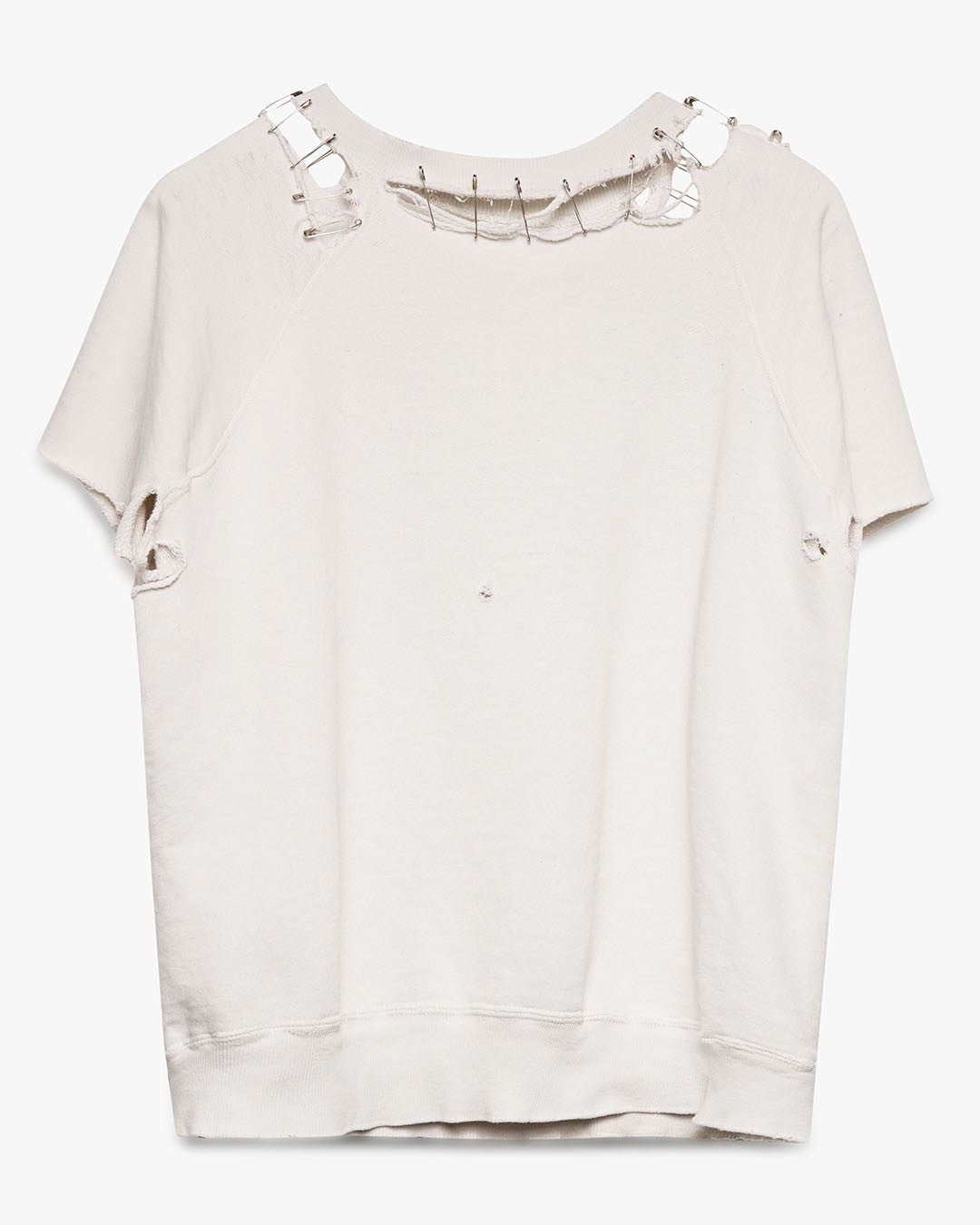 Distressed White Cut-Off Sweat