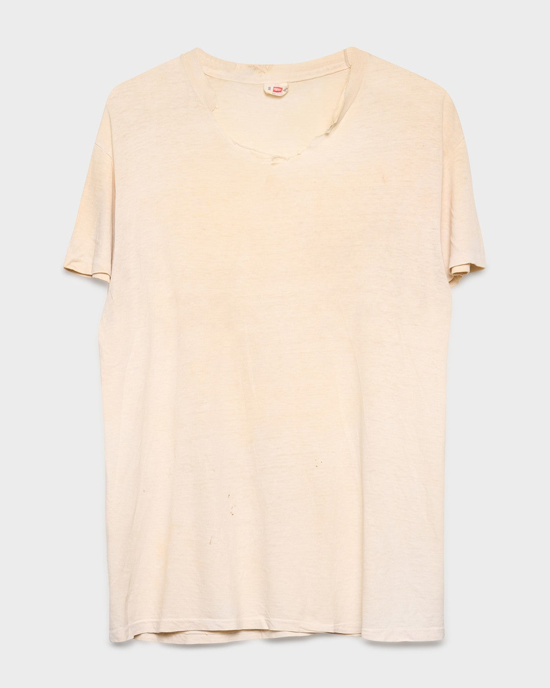 Gashed Neckline Dirty White Tee