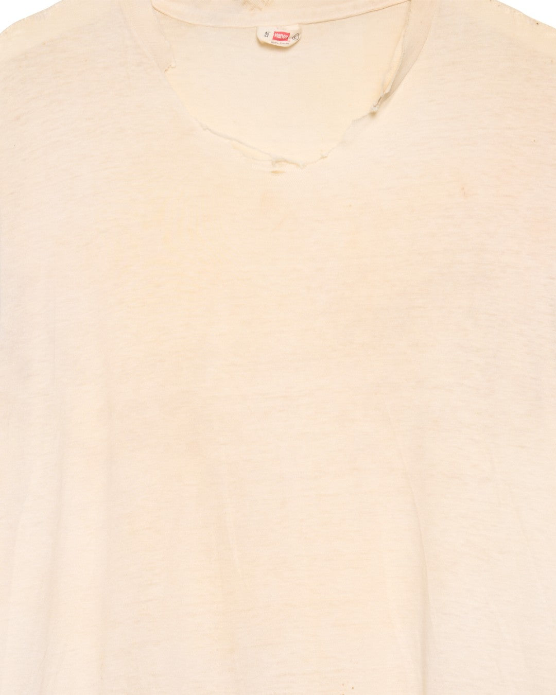 Gashed Neckline Dirty White Tee