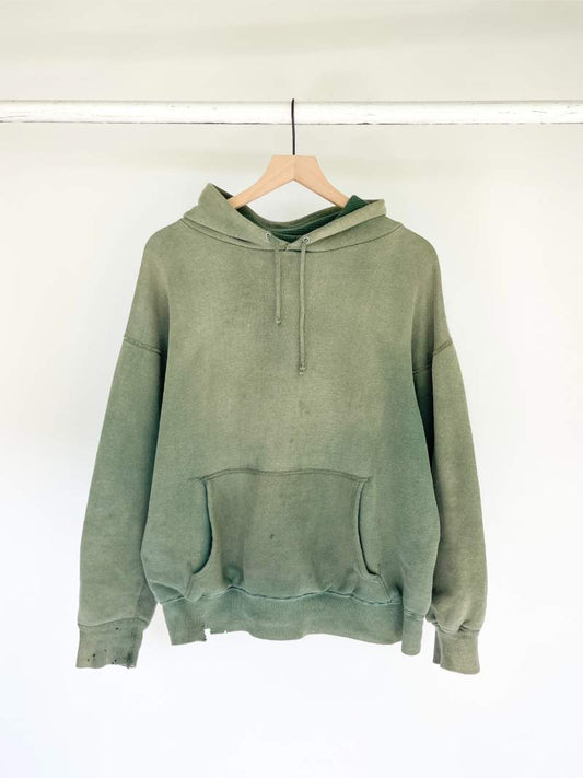 Sun Faded Green Thermal Lined Hoodie - 50s/60s - L/XL