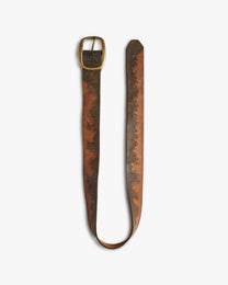 Flame Pattern Leather Belt