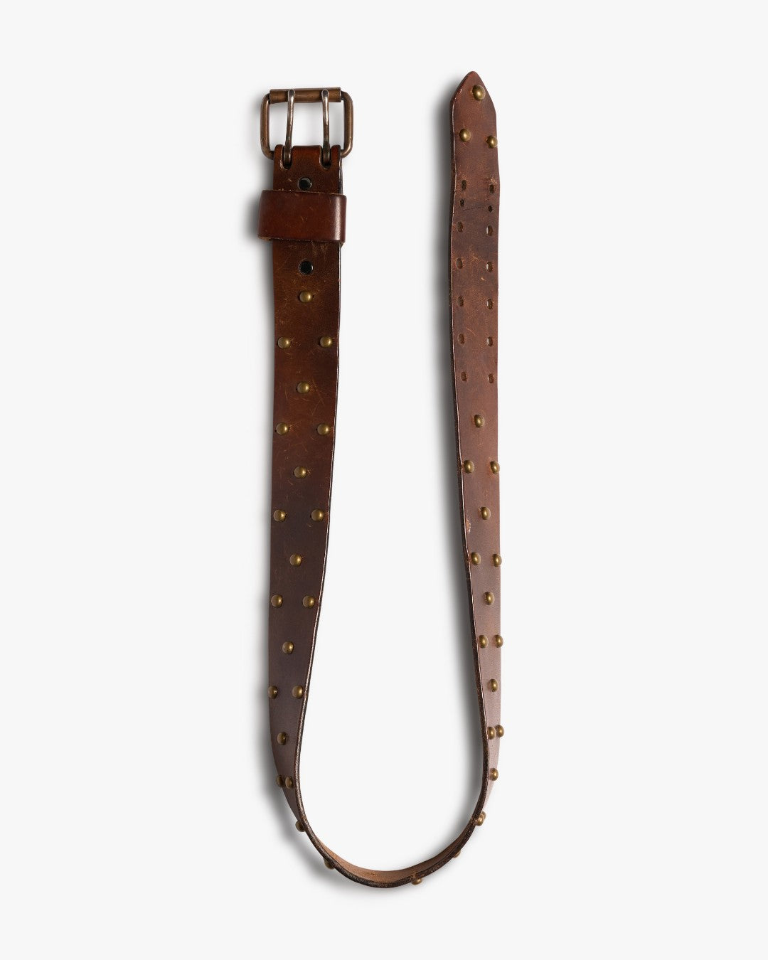 Brass Studded Leather Belt