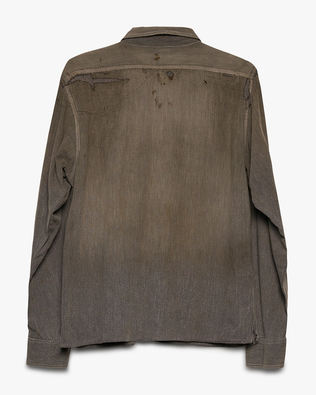 Stained/Repaired Salt &amp; Pepper Button Up Shirt