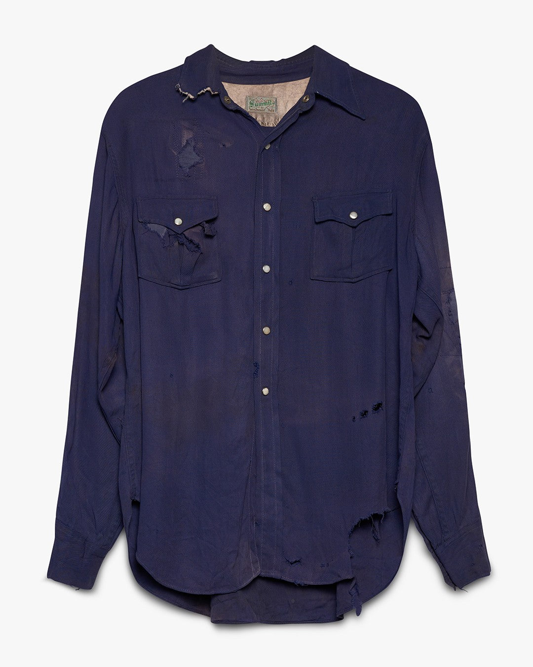 Distressed &amp; Repaired Rayon Western Shirt