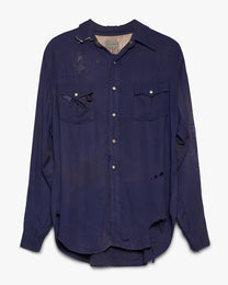 Distressed &amp; Repaired Rayon Western Shirt