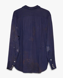 Distressed &amp; Repaired Rayon Western Shirt