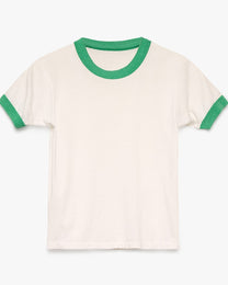 White/Green Ringer Baby Tee