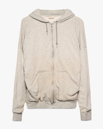 Baggy Heather Grey Zip-Up Hoodie