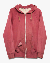Faded Red Thermal Zip Up Sweatshirt
