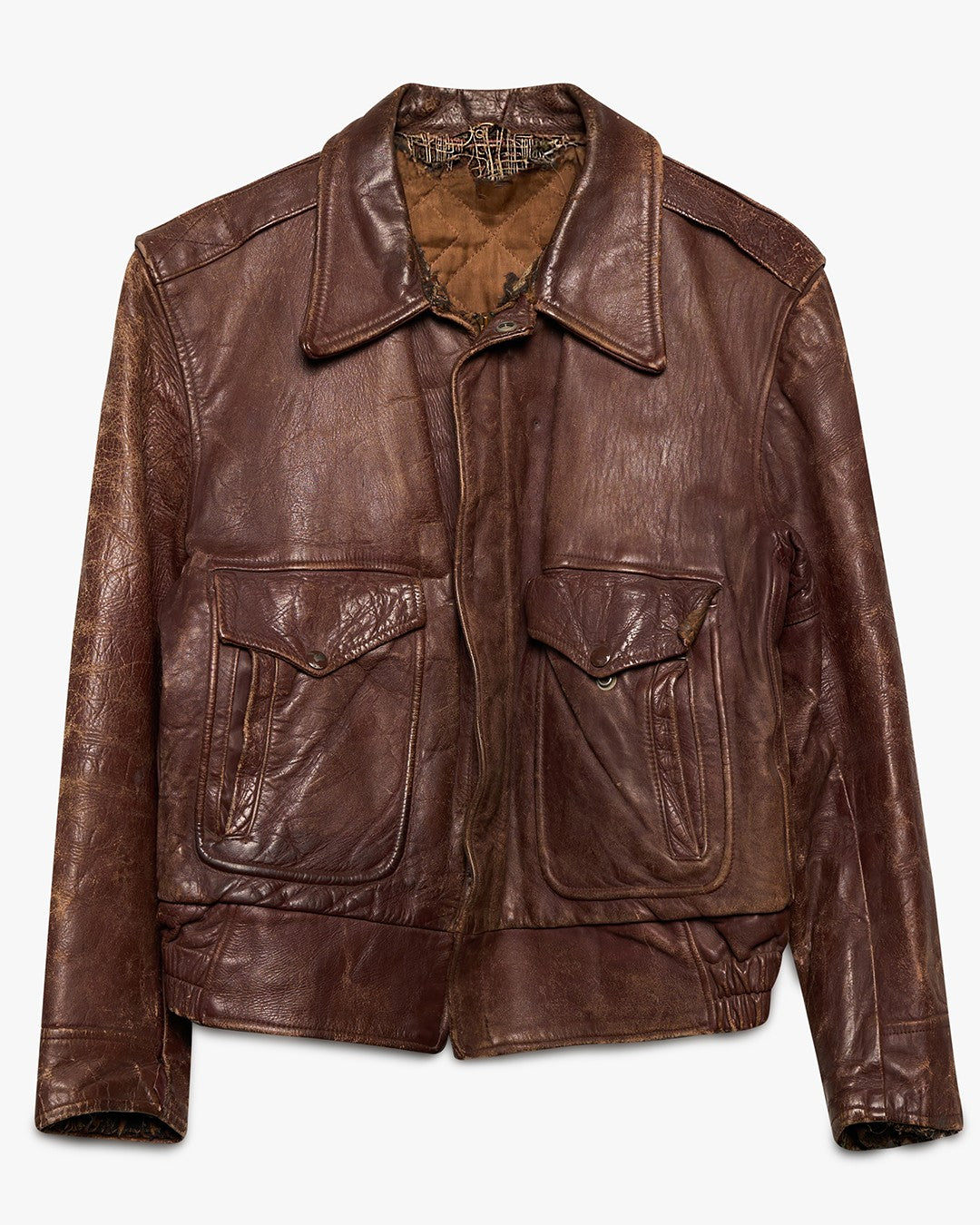 Red Brown Quilted Liner Leather Jacket