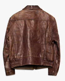 Red Brown Quilted Liner Leather Jacket
