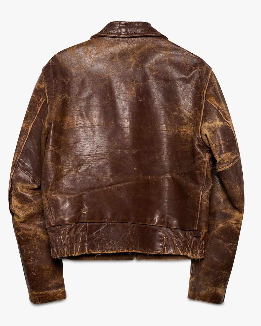 Distressed Faded Quilted Liner Brown Leather Jacket