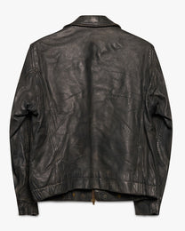 Midnight Blue Leather Moto Jacket