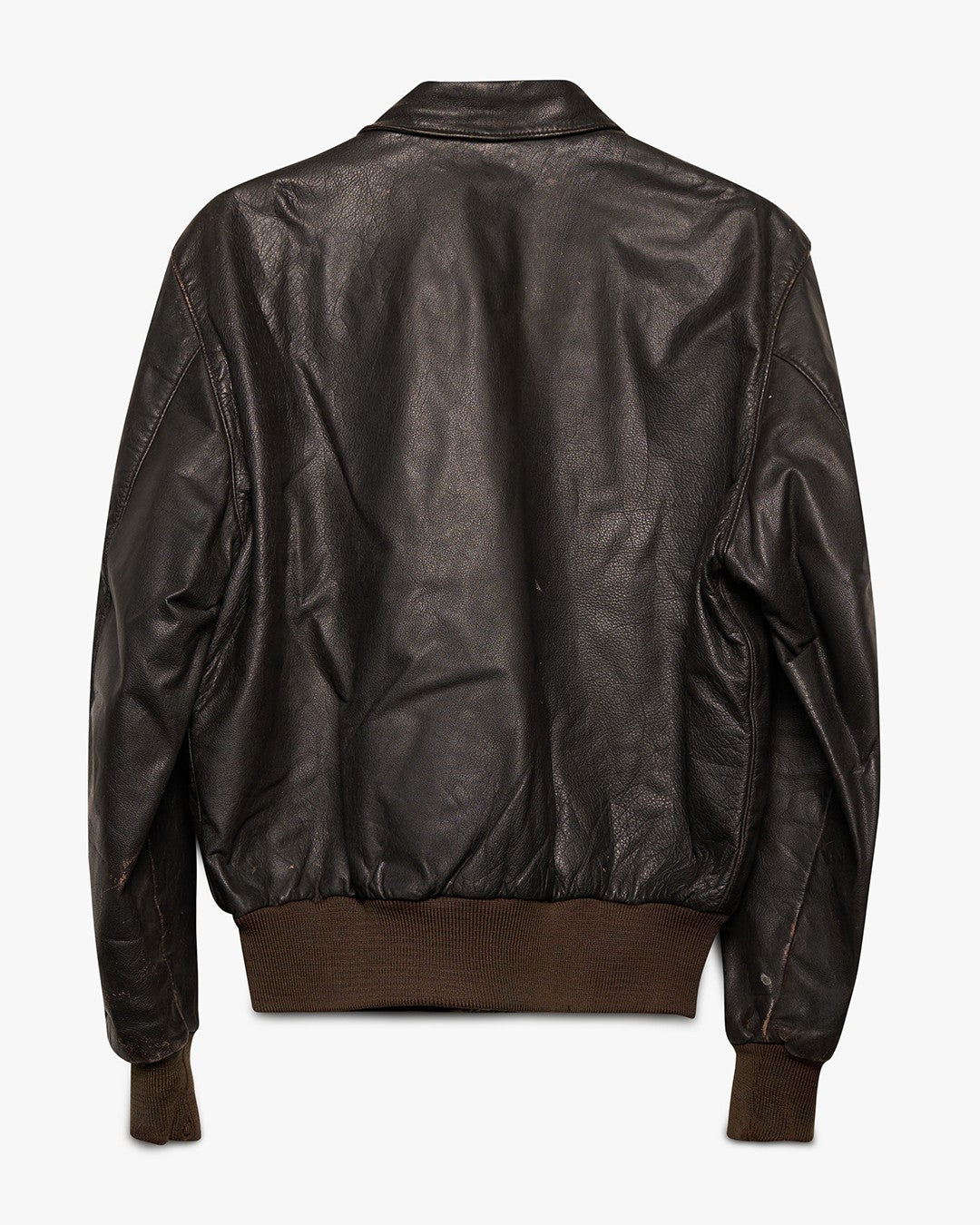 Dark Brown Leather Bomber Jacket