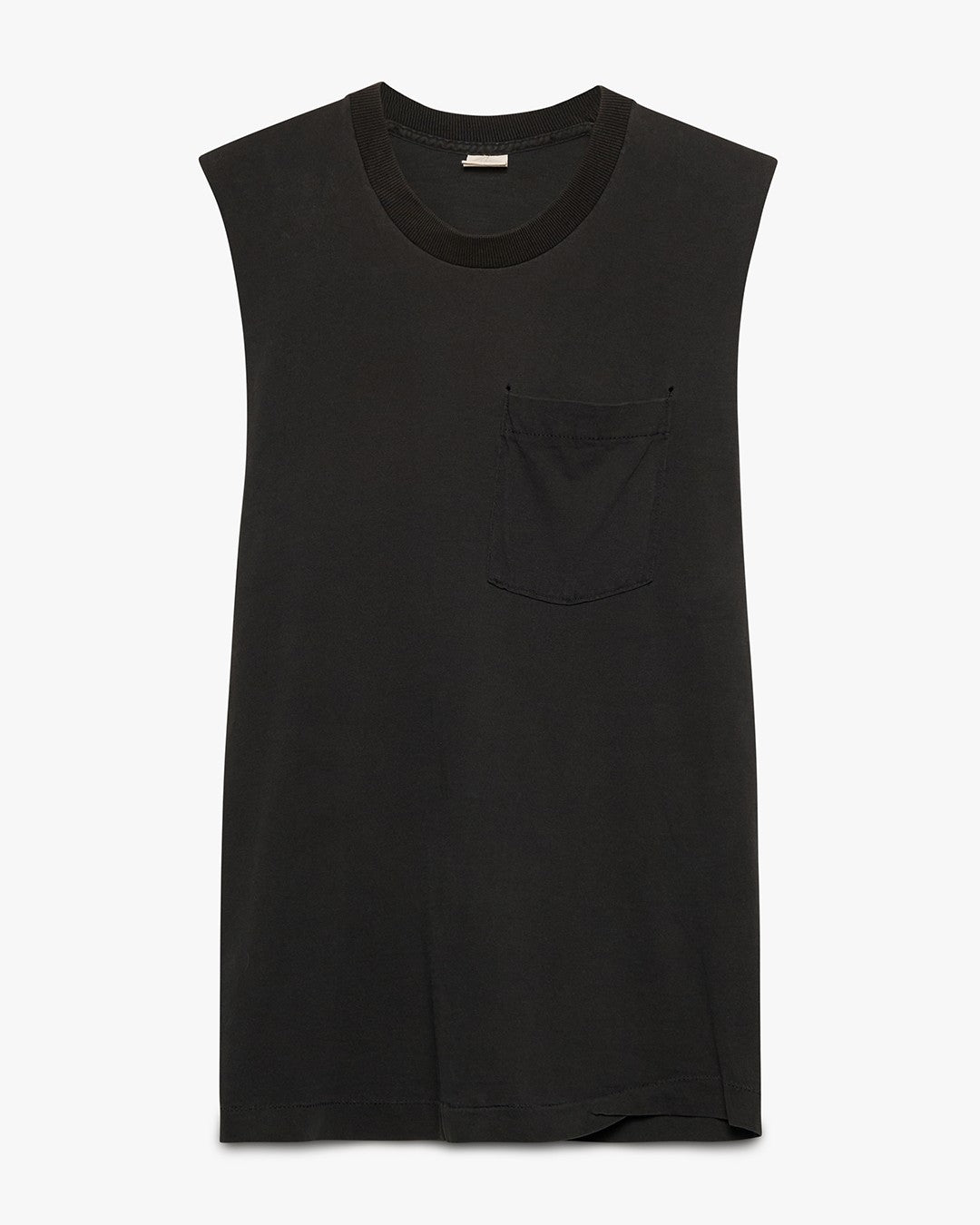 Black Blank Pocket Tee Cut Off