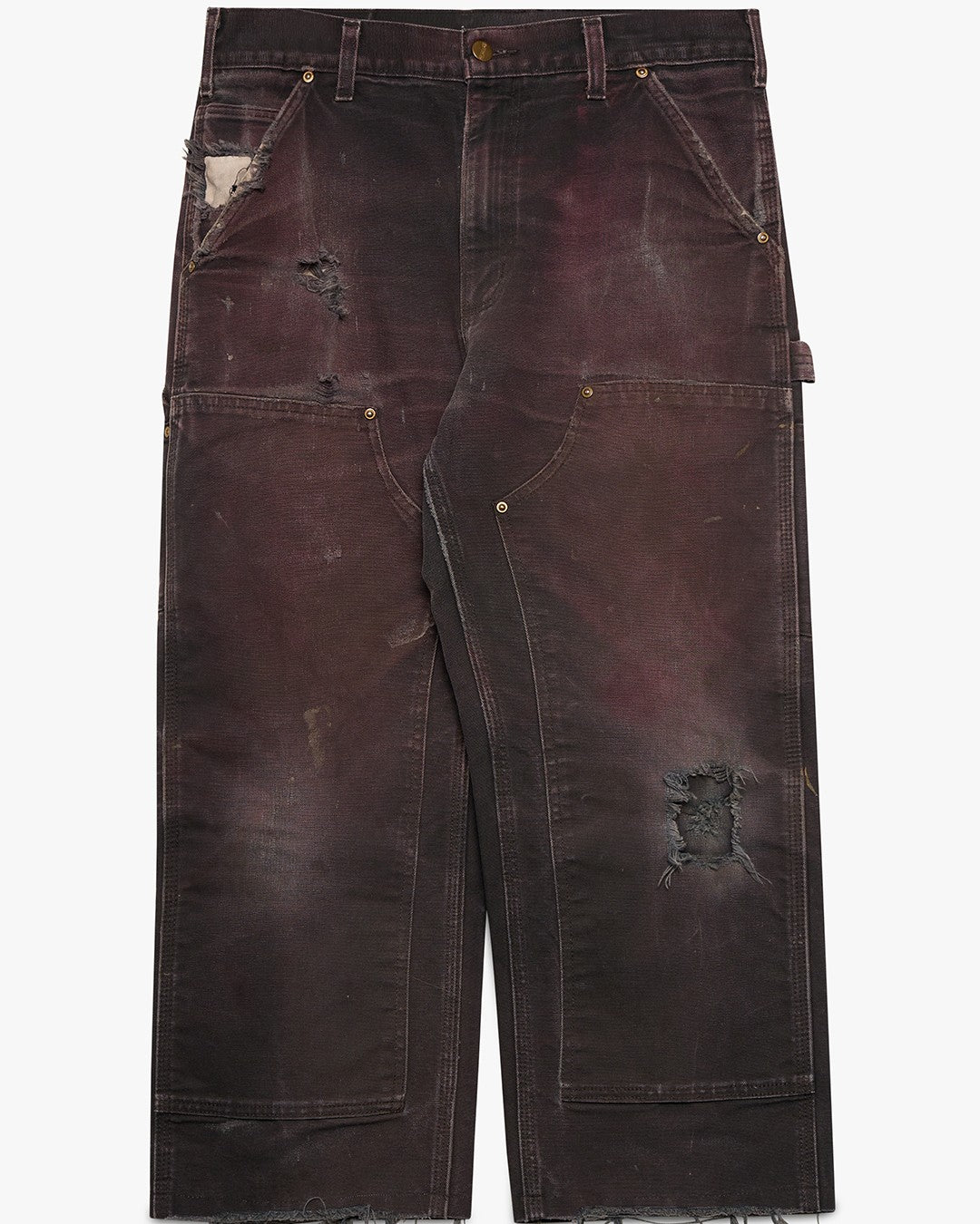 Black Red Hue Cut Off Double Knees