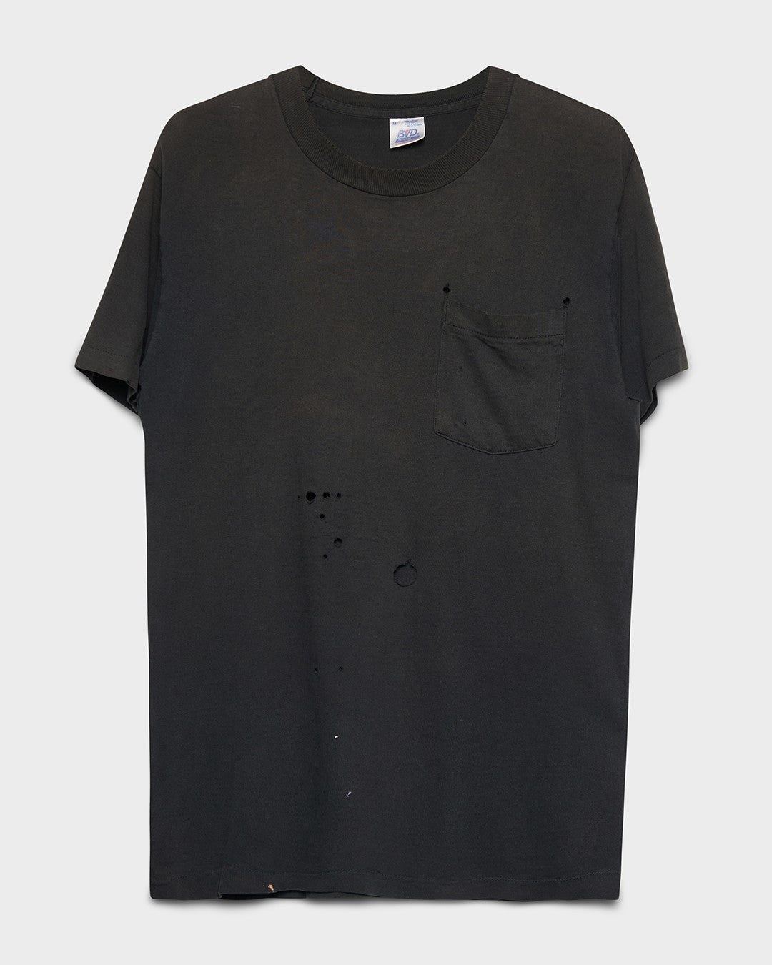 Distressed/Faded Black Pocket Tee