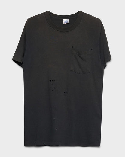 Distressed/Faded Black Pocket Tee