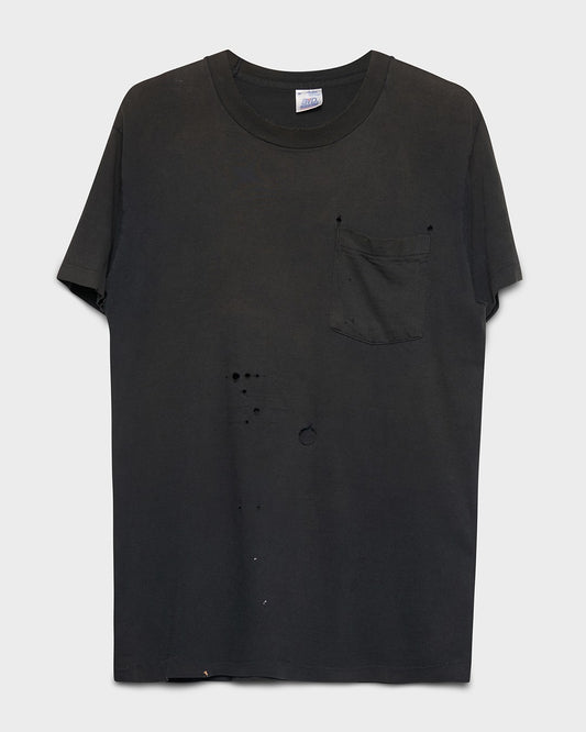 Distressed/Faded Black Pocket Tee
