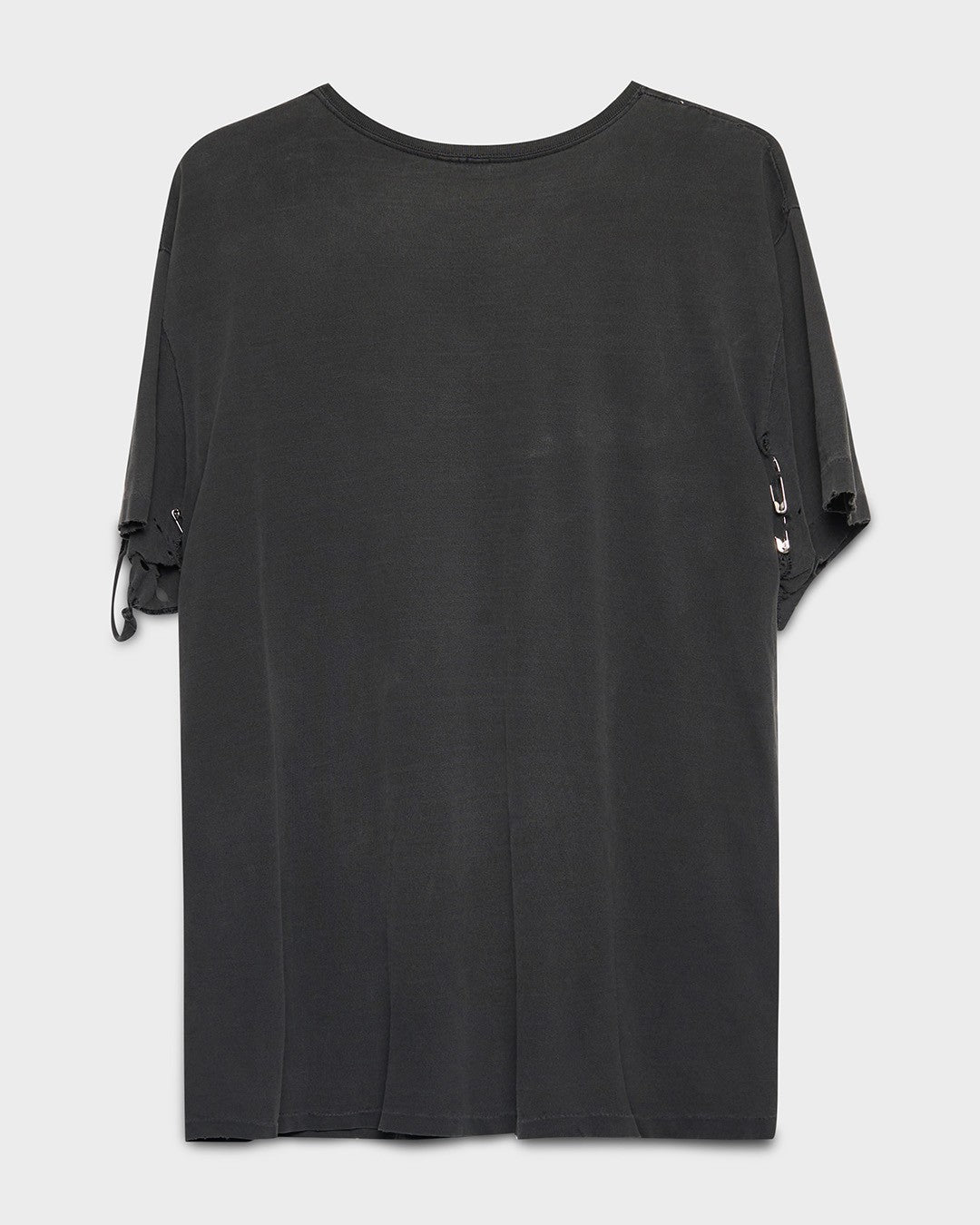 Safety Pinned Faded Black Blank Tee