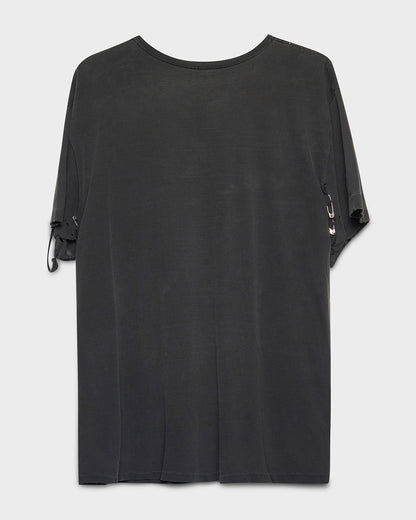 Safety Pinned Faded Black Blank Tee
