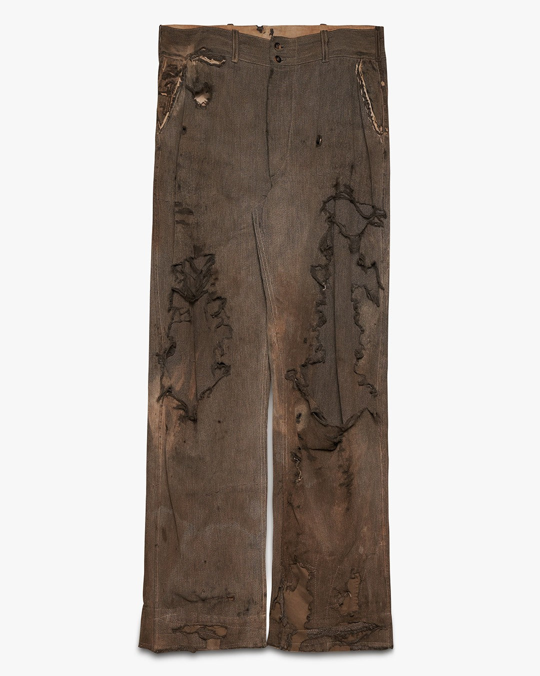 Thrashed Salt &amp; Pepper Double Button Black Pants