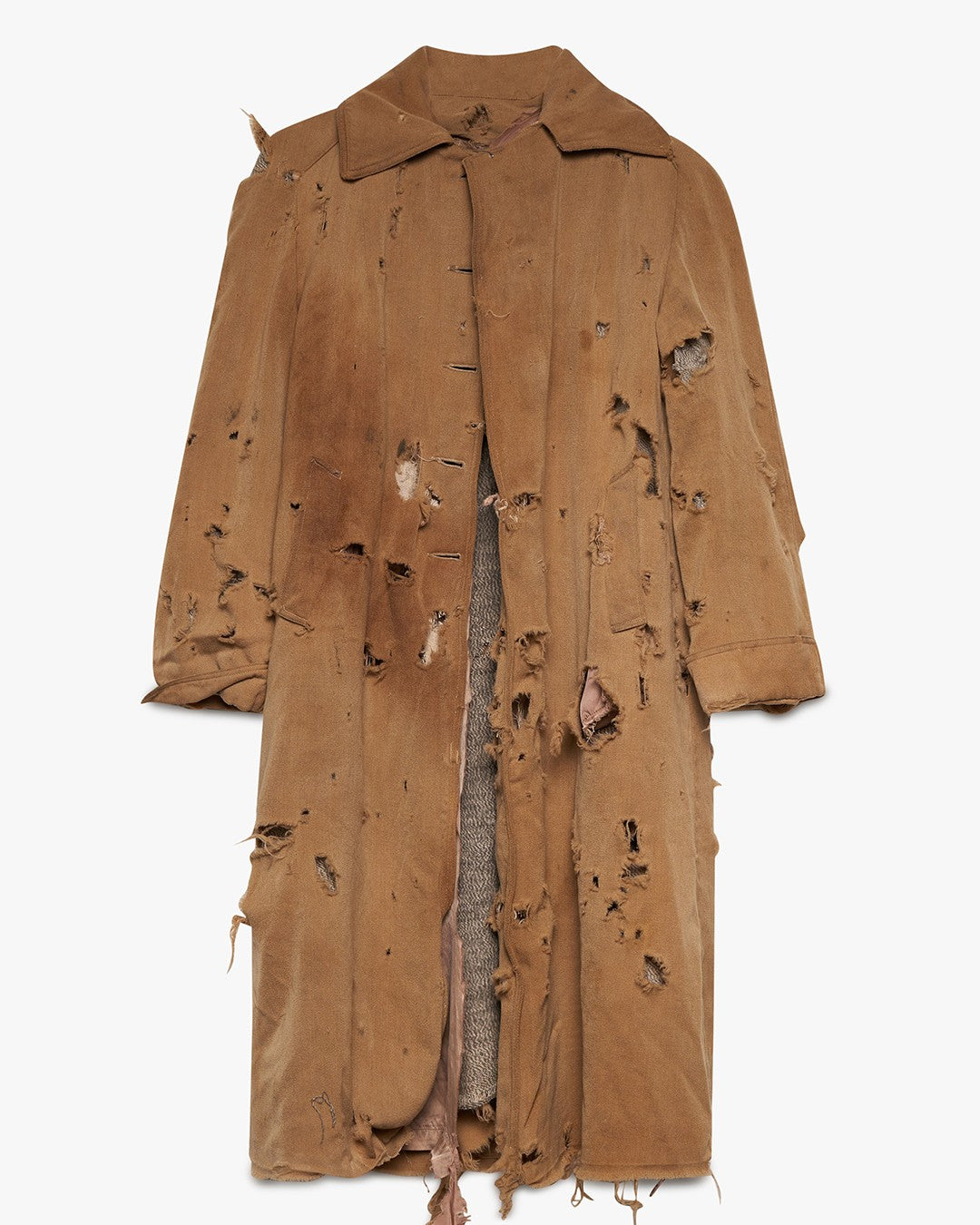 Thrashed Sand Wool Trench Coat