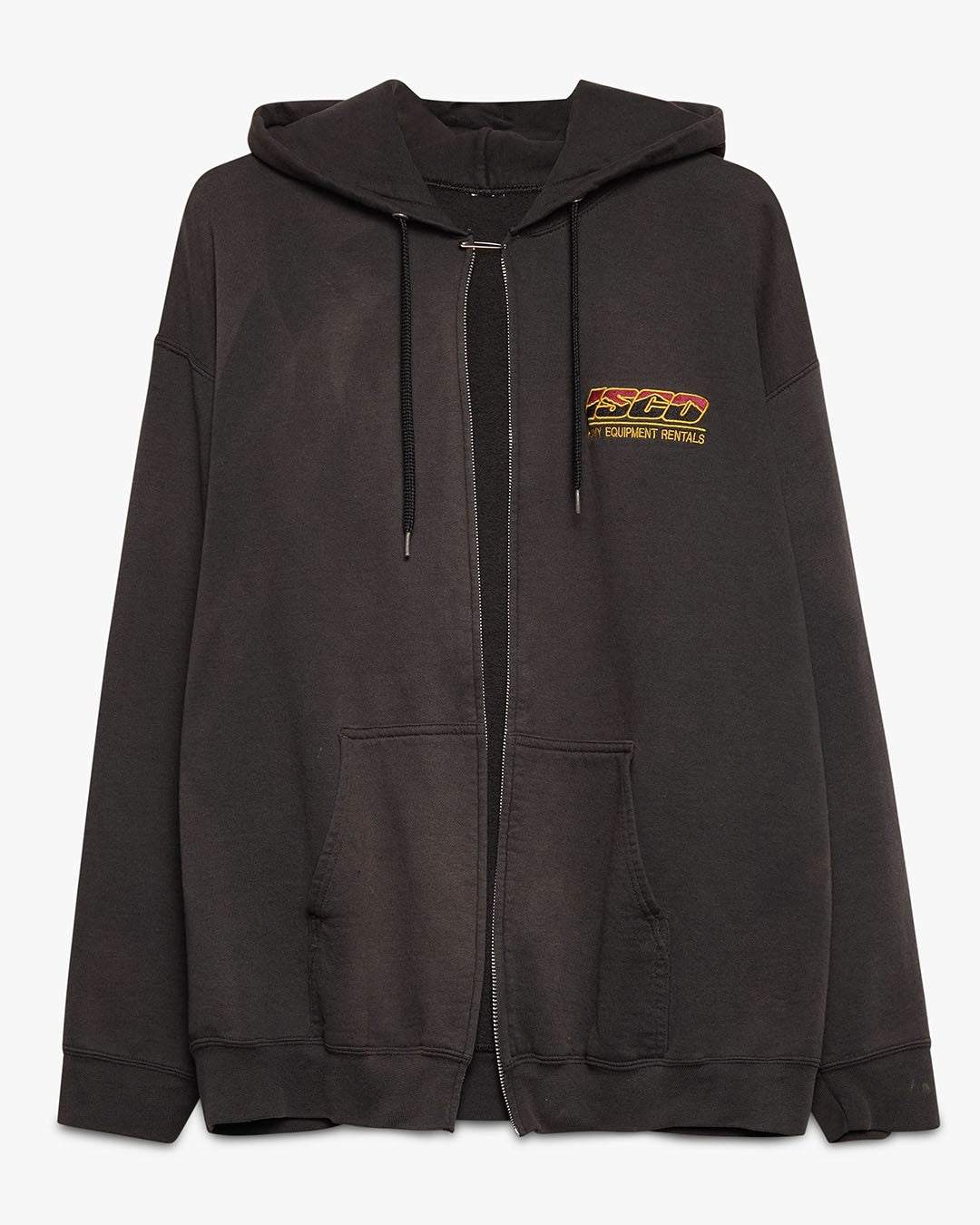 Faded Black Zip-Up Hoodie Broken Zipper