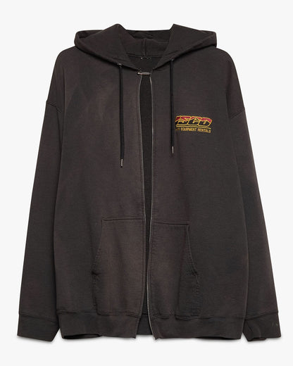 Faded Black Zip-Up Hoodie Broken Zipper