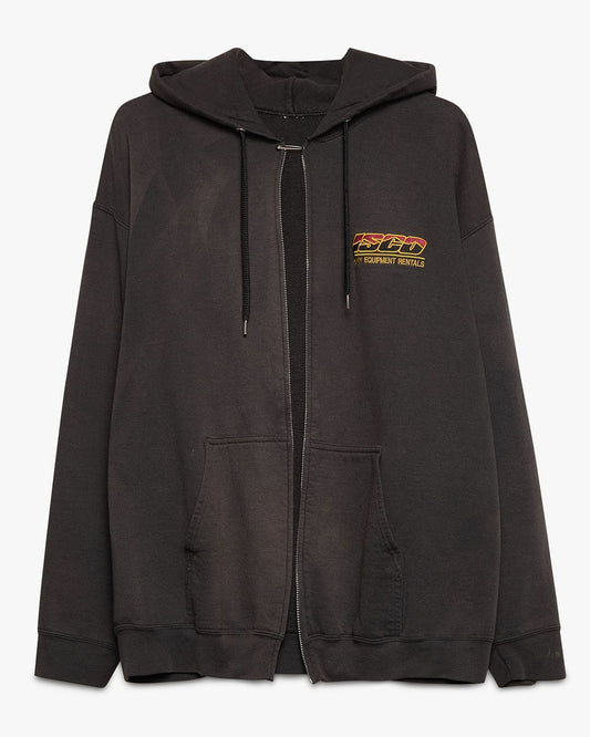 Faded Black Zip-Up Hoodie Broken Zipper