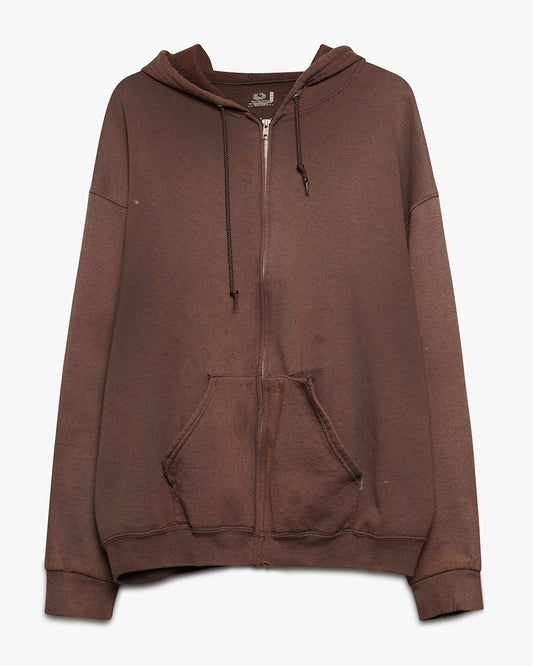Faded Brown Zip-Up Hoodie